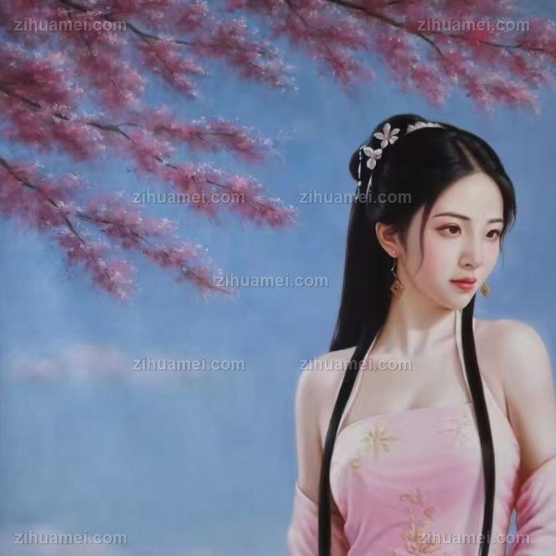 油絵、油彩画、美人画、人物画、天使、妖精、細密描写、F0作品 精品中式写实人物油画古典女装美女手绘油画人体艺术-字画美