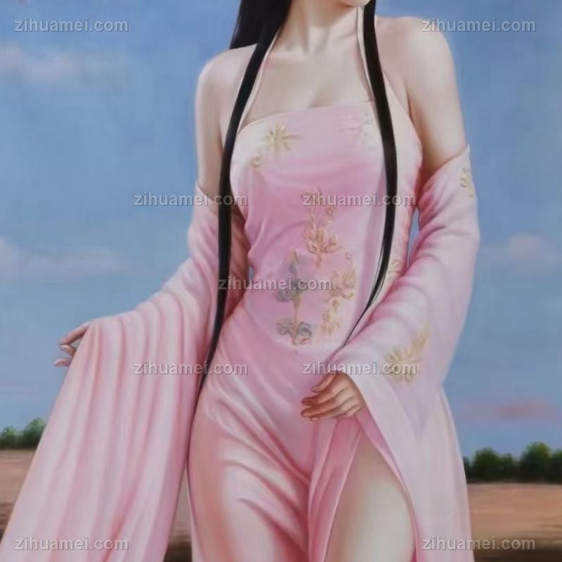 油絵、油彩画、美人画、人物画、天使、妖精、細密描写、F0作品 精品中式写实人物油画古典女装美女手绘油画人体艺术-字画美
