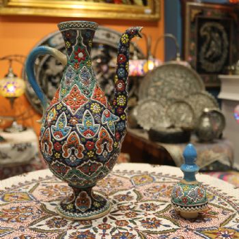 38*19CM酒壶伊朗传工艺纯手工米娜mina陶瓷made in Iran手工 工艺品 伊朗 中东 铜胎珐琅